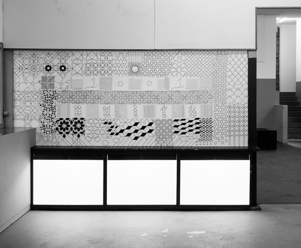 «1001 Nuits», patchwork/broderie réalisée en collaboration avec Zorro&Bernardo pour l’exposition «Le Rayon Noir» à Circuit, espace d’art contemporain, Lausanne, dans le cadre du festival Les Urbaines.
