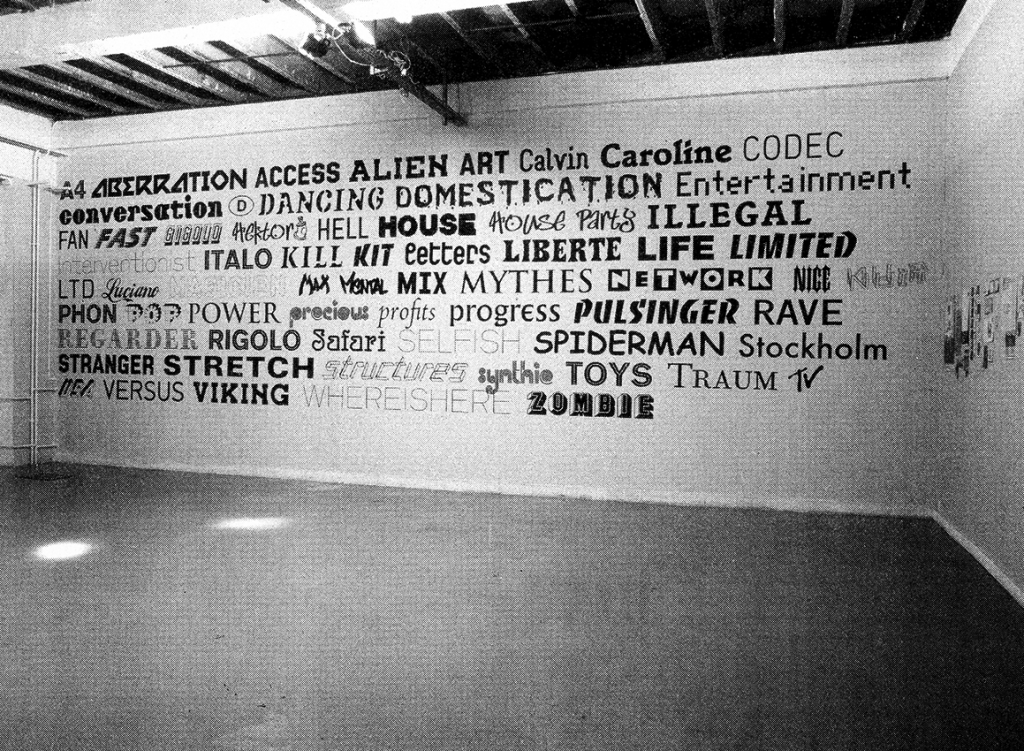 Mur de l’exposition «Schönwehrs Showroom» à Forde, Genève. Photo tirée du catalogue «A4».