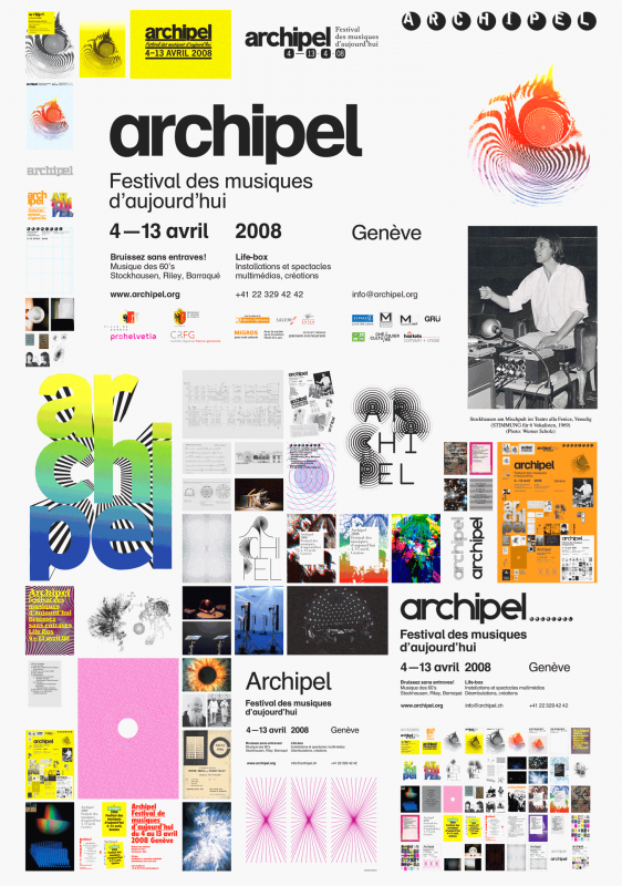 Affiche du festival, constituée de toutes les esquisses de l’affiche. En tant que Schönherwehrs.