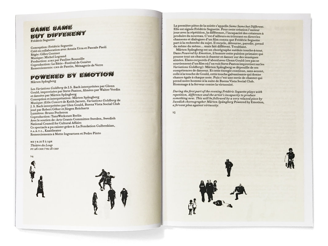 Programme du Festival de la Bâtie, Genève. En tant que Schönwehrs.
