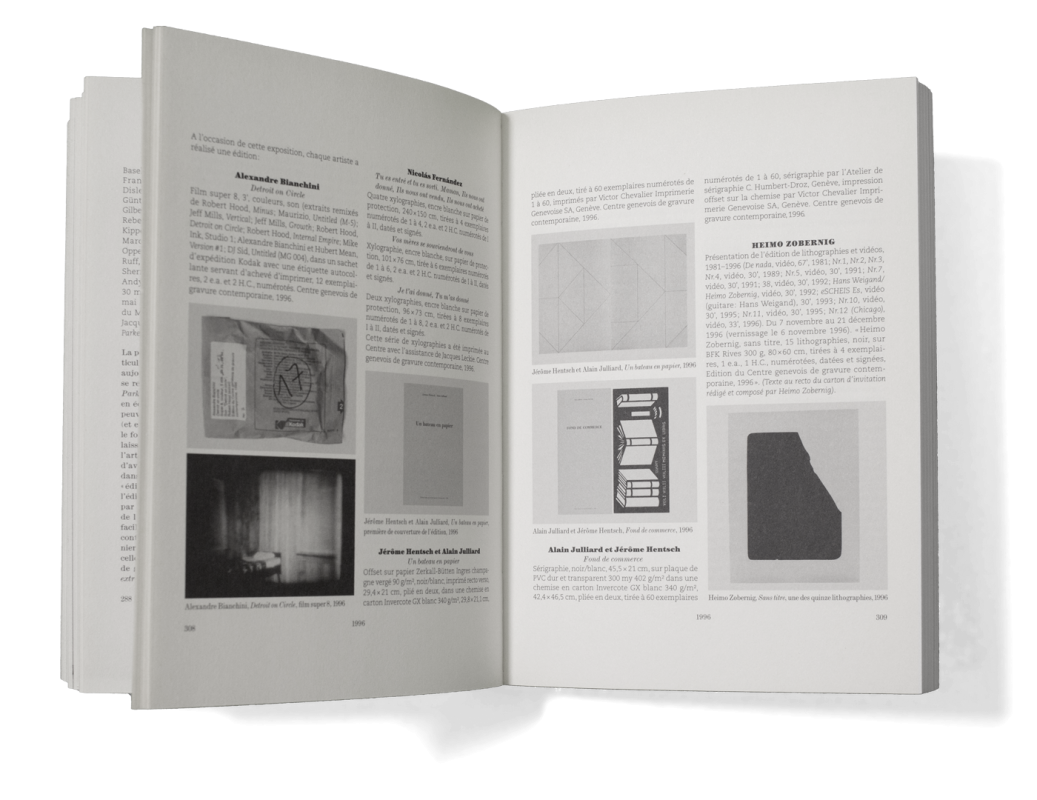 Catalogue retraçant l’activité du Centre d’édition contemporaine, Genève. En tant que Schönherwehrs.