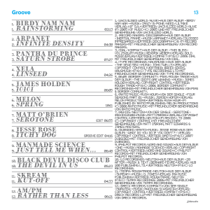 Pochette d’un CD sampler inséré dans le magazine Groove (Allemagne). J’avais dessiné la police de caractères des titres pour l’identité d’une exposition sur le cerveau et la vision. En tant que Schönwehrs.
