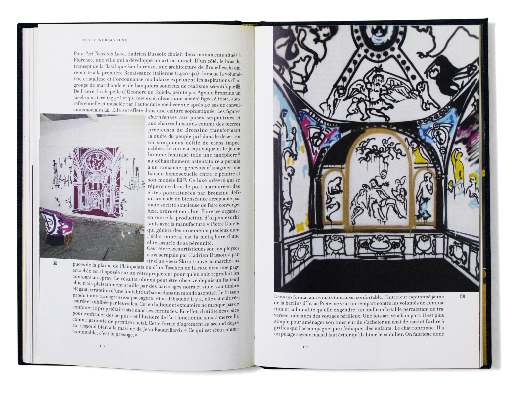 «Post Tenebras Luxe» est à la fois un livre sur le développement de la richesse et du protestantisme à Genève et le catalogue d’une exposition d'art contemporain au Musée Rath, commissariat: Donatella Bernardi. Publié par Labor et Fides, Genève. As Schönherwehrs.