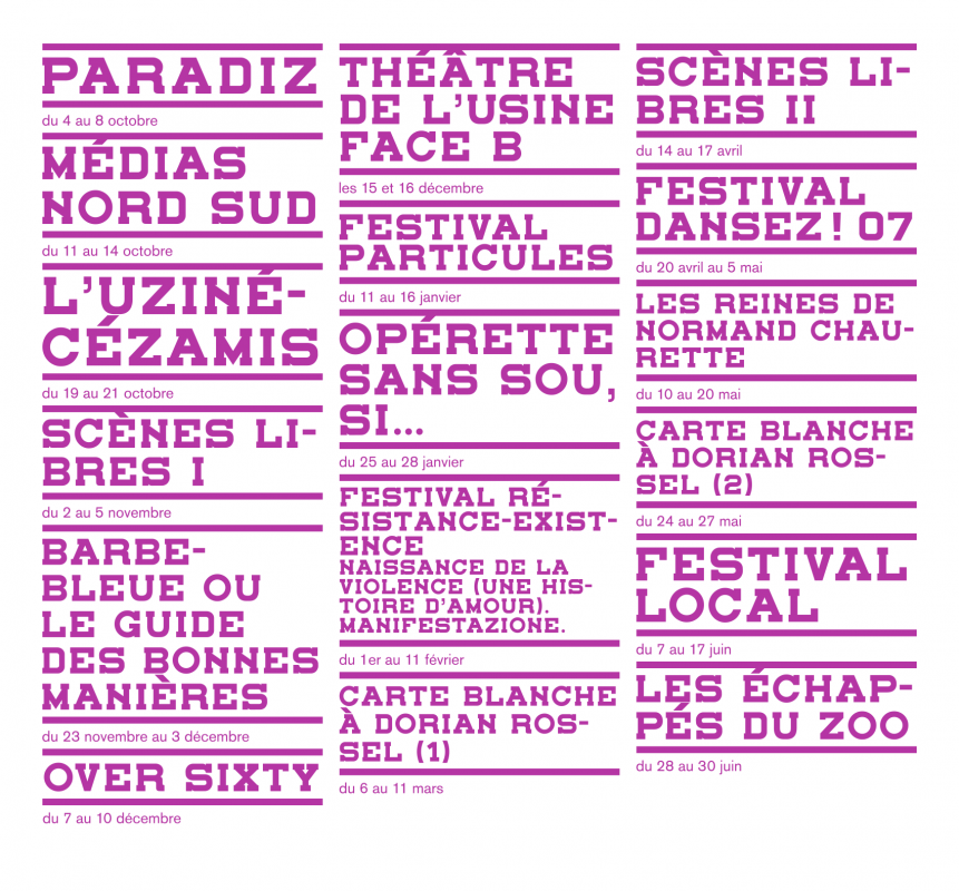 Tote bag annonçant la saison du Théâtre.