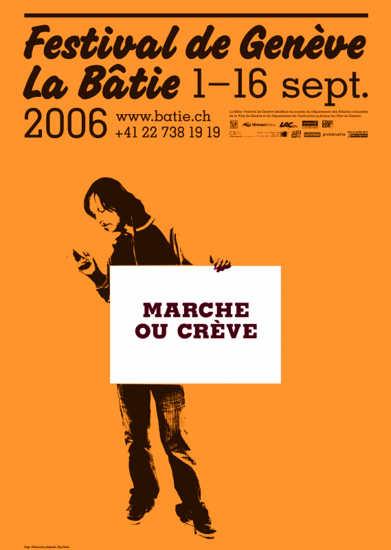 L’une des nombreuses variantes d’affiches pour le festival de la Bâtie 2006. En tant que Schönherwehrs.