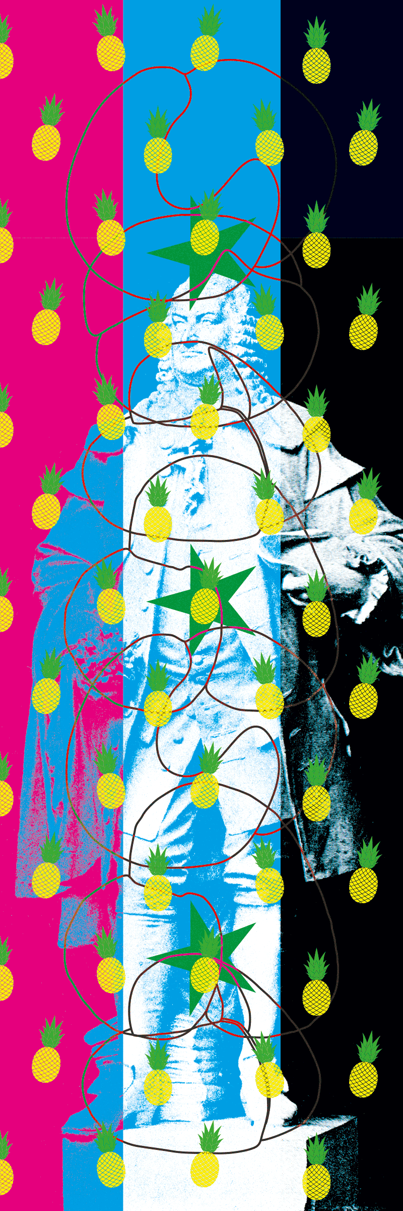 Oriflamme représentant le naturaliste Albrecht von Haller pour l’exposition «Morgenröte, aurora borealis and Levantin: into your solar plexus» organisée par Donatella Bernardi à la Kunsthalle Bern