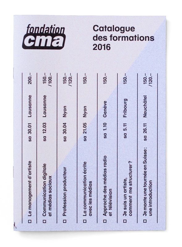 Couverture de la brochure du catalogue des formations de la FCMA
