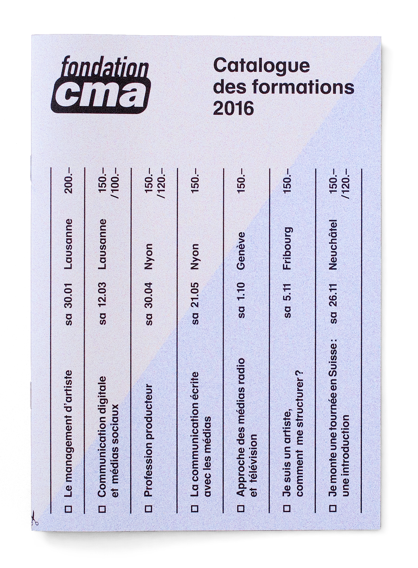 Couverture de la brochure du catalogue des formations de la FCMA