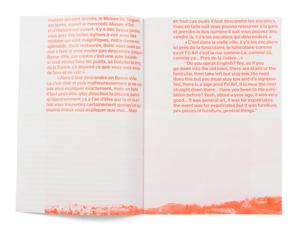 Coffret Fondation Nestlé pour l’art: double page de la brochure de Maya Fielding (HSLU)