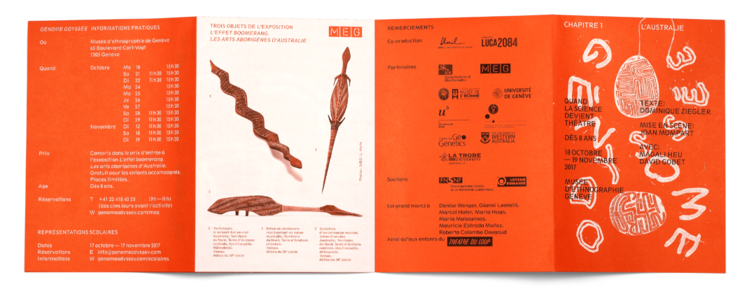 Verso du dépliant pour le spectacle Génome Odyssée