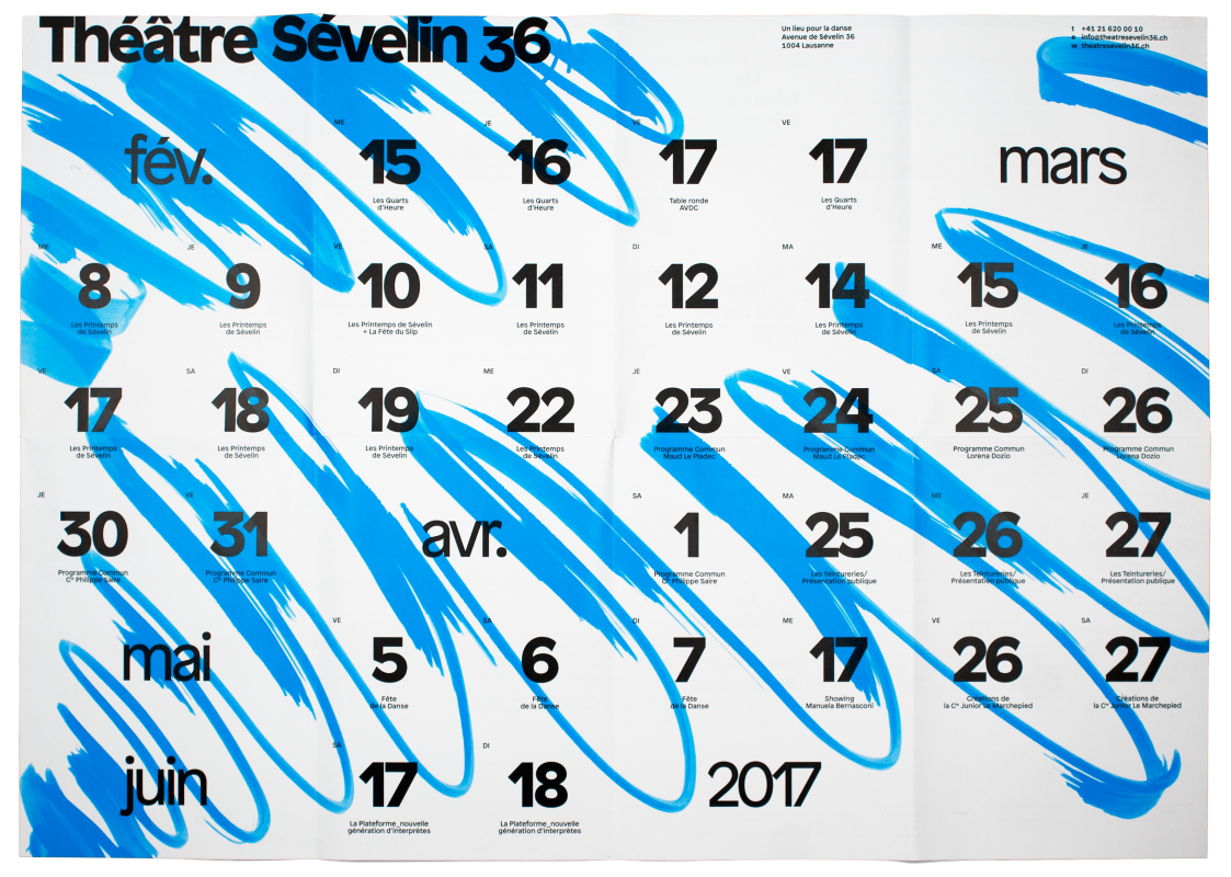 Dépliant de saison pour le Théâtre Sévelin 36, Lausanne