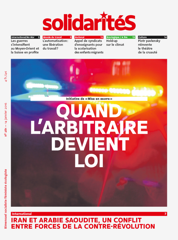 Couverture du numéro 281 du bimensuel solidaritéS