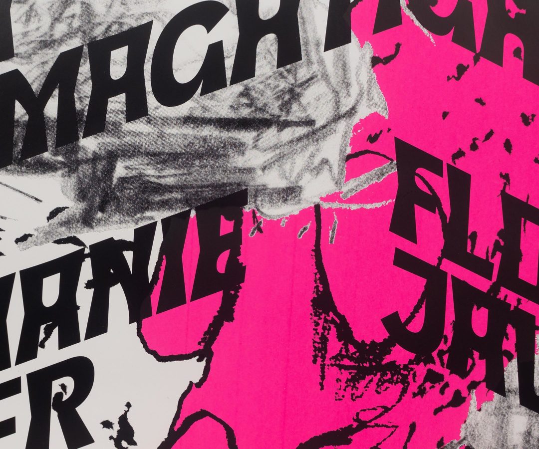 Détail d’impression d’une affiche pour une exposition de Leyla Goormaghtigh, Stéphanie Pfister et Florian Javet
