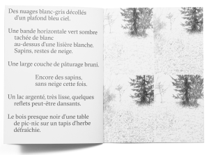Double page d’œuvres de Julia Sorensen dans la brochure de l’exposition Ainsi de suite