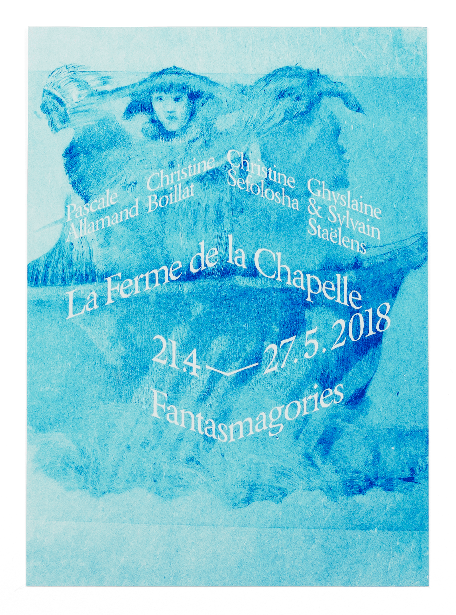 Monotype de Christine Sefolosha sur le carton d'invitation pour l'exposition à la Ferme de la Chapelle