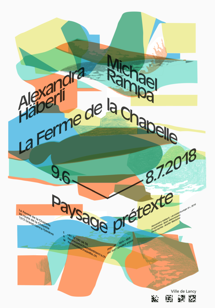 Peinture de Alexandra Häberli sur l'affiche pour l'exposition Paysage Prétexte à la Ferme de la Chapelle