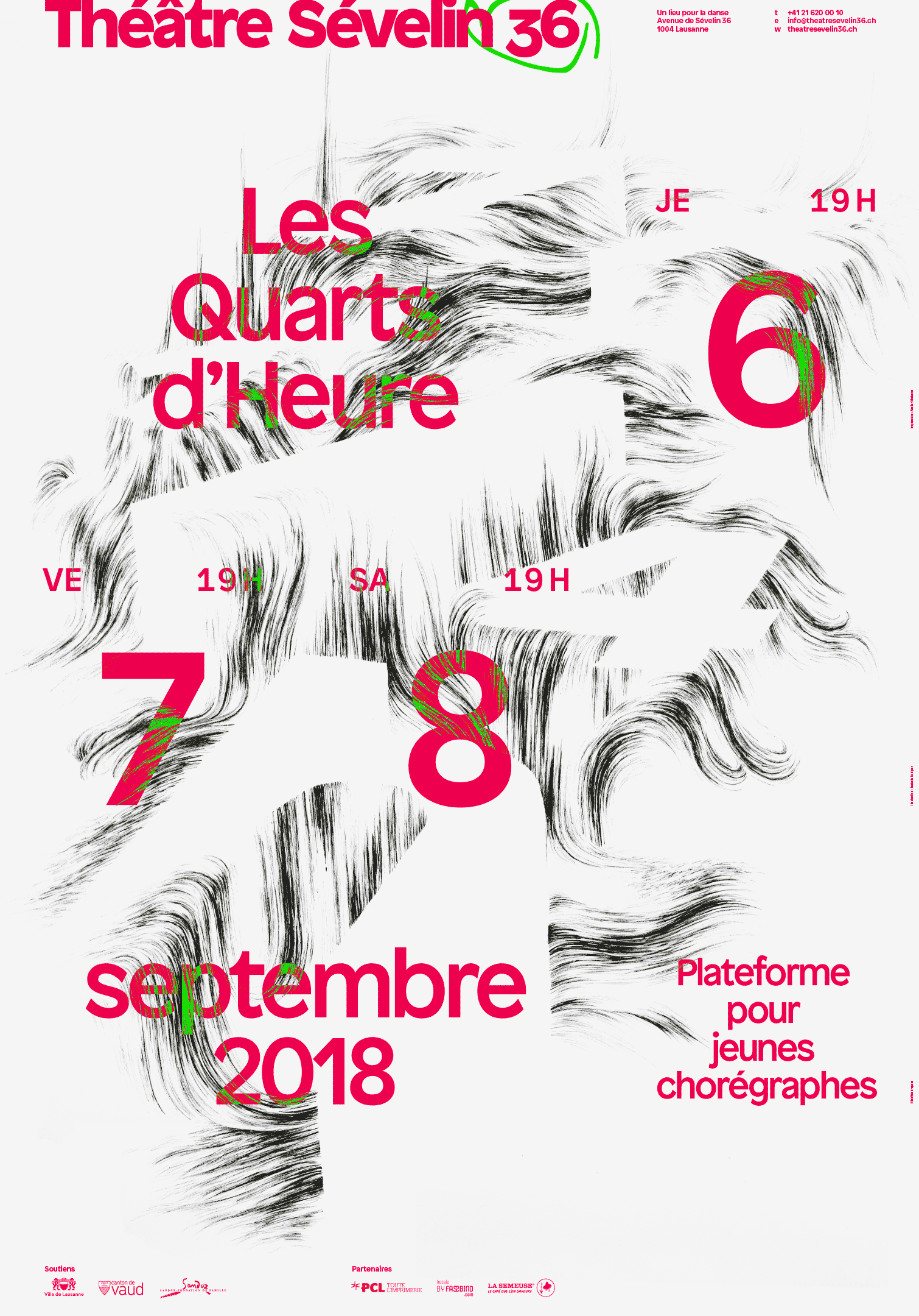 Illustration d’Isabelle Schiper sur l’affiche 2018 des Quarts d’Heure du Théâtre Sévelin 36