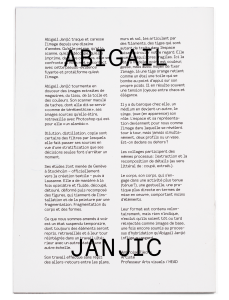 Dos du portfolio de l'artiste Abigail Janjic