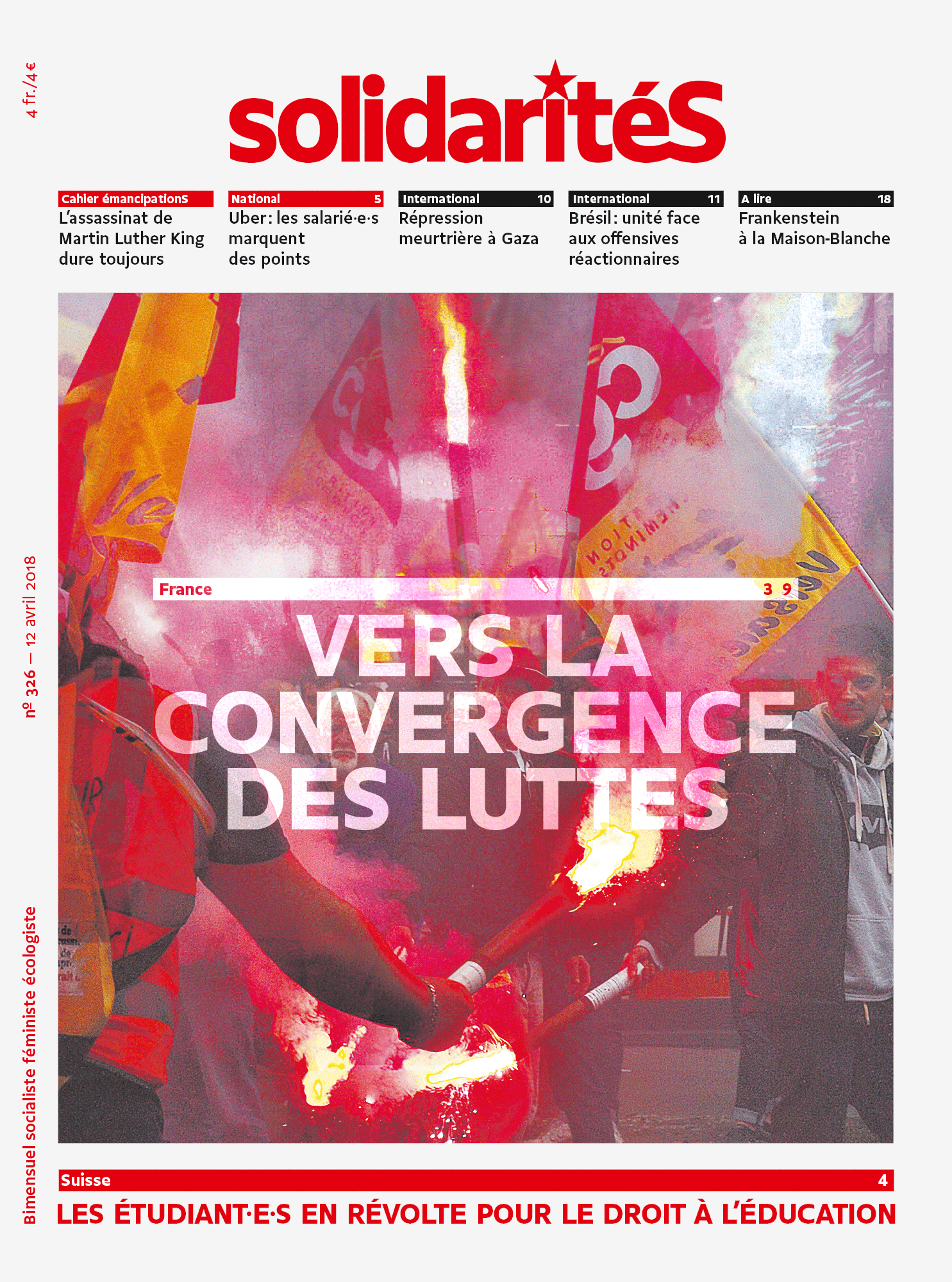 Couverture du numéro 326 du bimensuel solidaritéS: France: vers la convergence des luttes