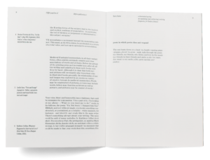 Intérieur de la brochure de Harry Burke pour le Centre d'édition contemporaine Genève