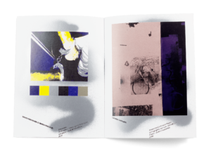 Œuvres de David Keshavjee et Loucia Carlier dans la brochure de l'exposition de Simon Paccaud à la Ferme de la Chapelle