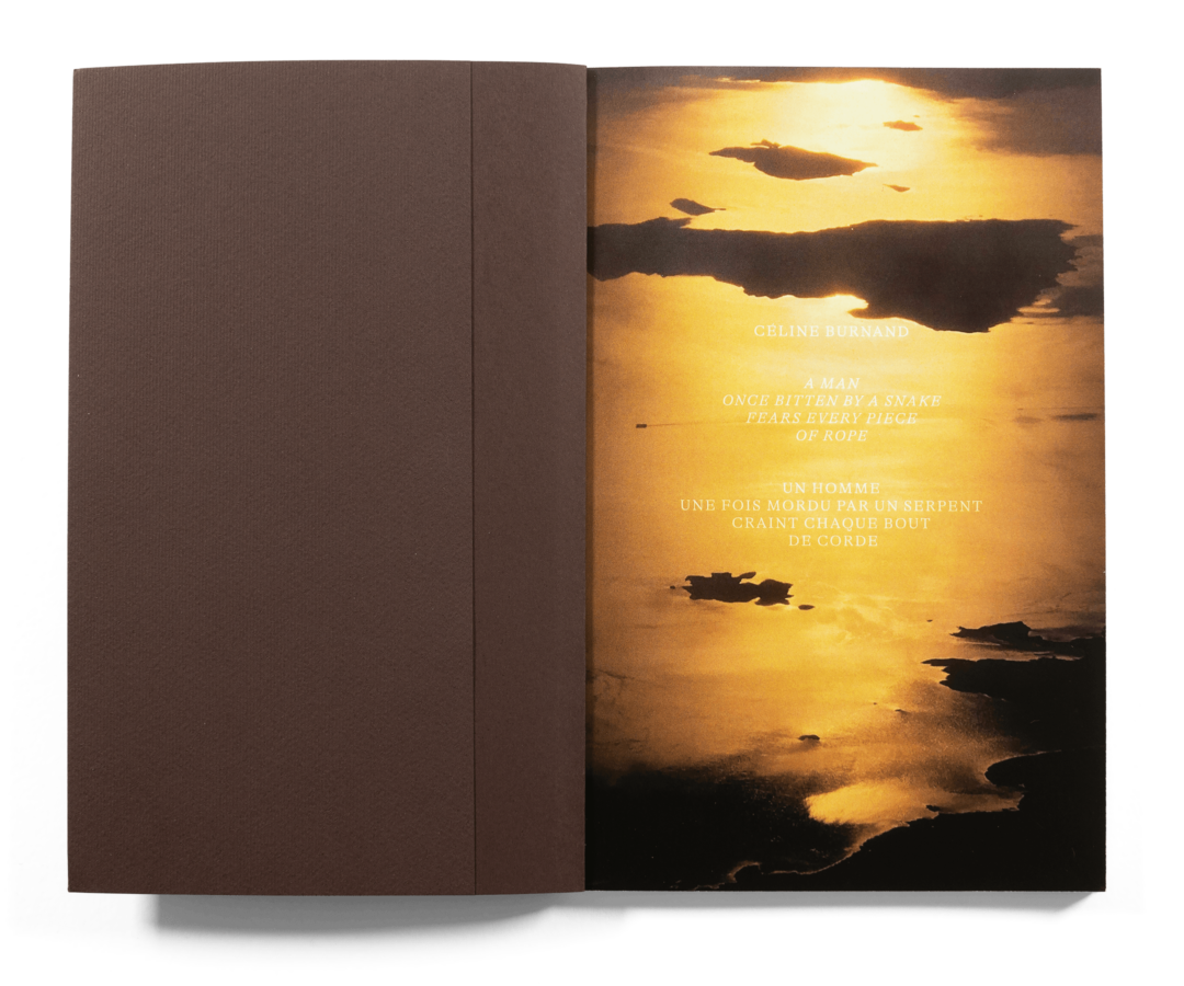 Half-title of Céline Burnand's photography book "A Man Once Bitten By A Snake Fears Every Piece Of Rope"