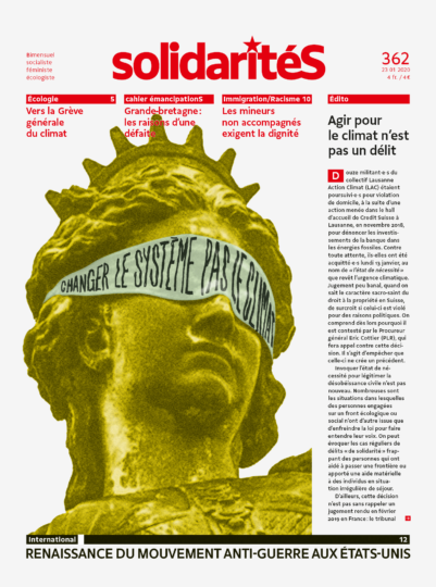 Illustration de la justice climatique sur la couverture du bimensuel solidaritéS