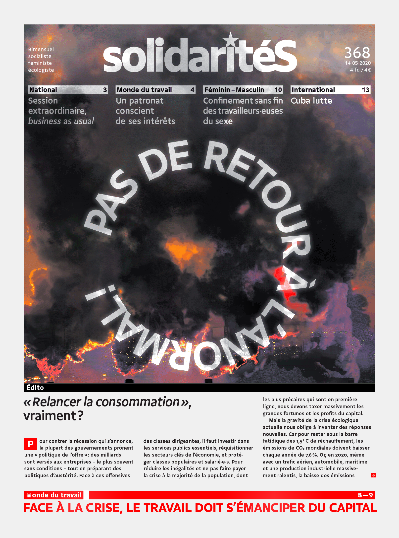Atmospheric pollution and slogan "No return to the abnormal"