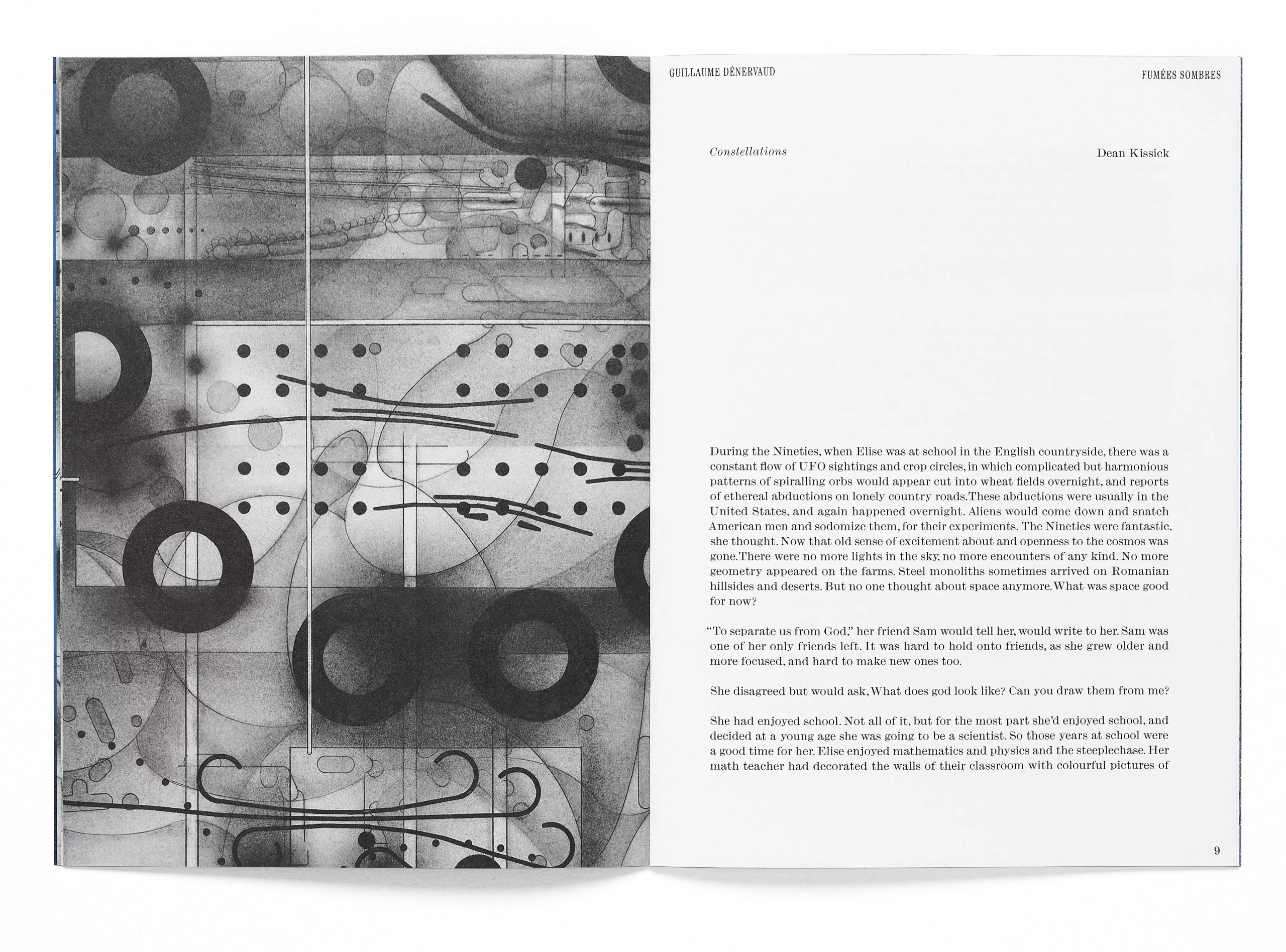 Double page de la brochure Fumées Sombres de Guillaume Dénervaud