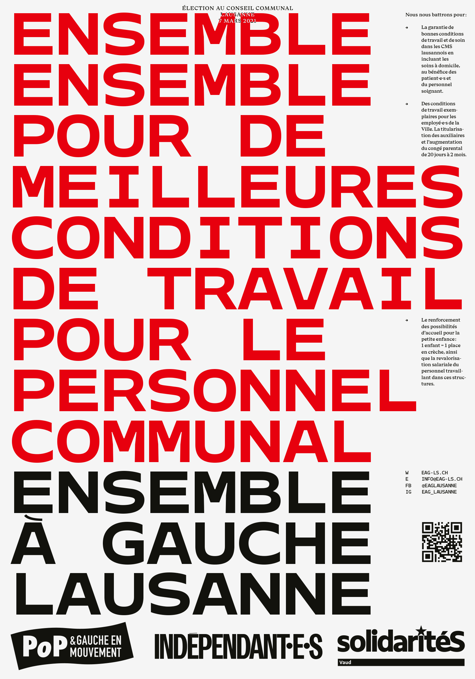 Affiche pour les élections communales 2021 à Lausanne
