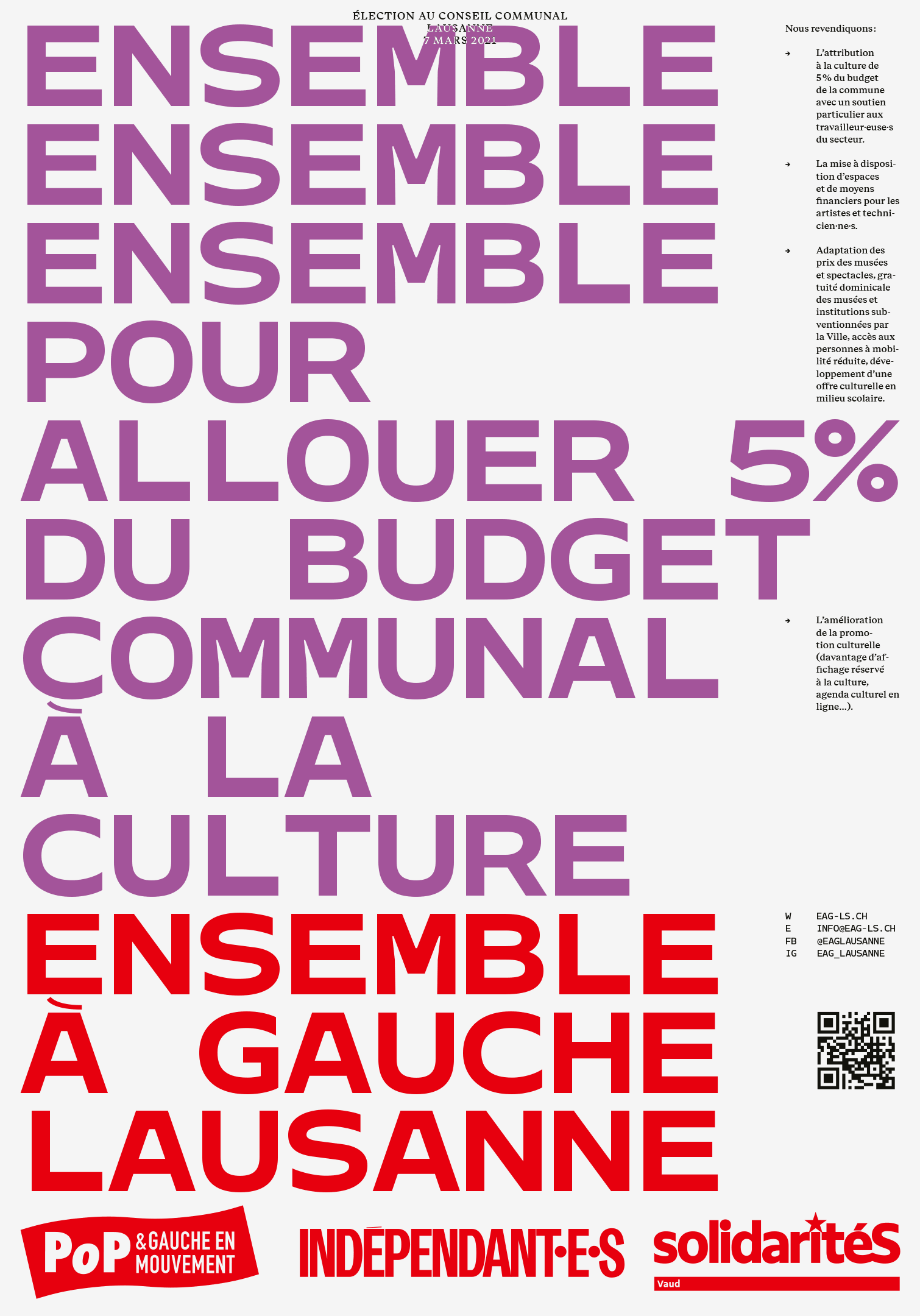 Poster for the communal elections 2021 in Lausanne