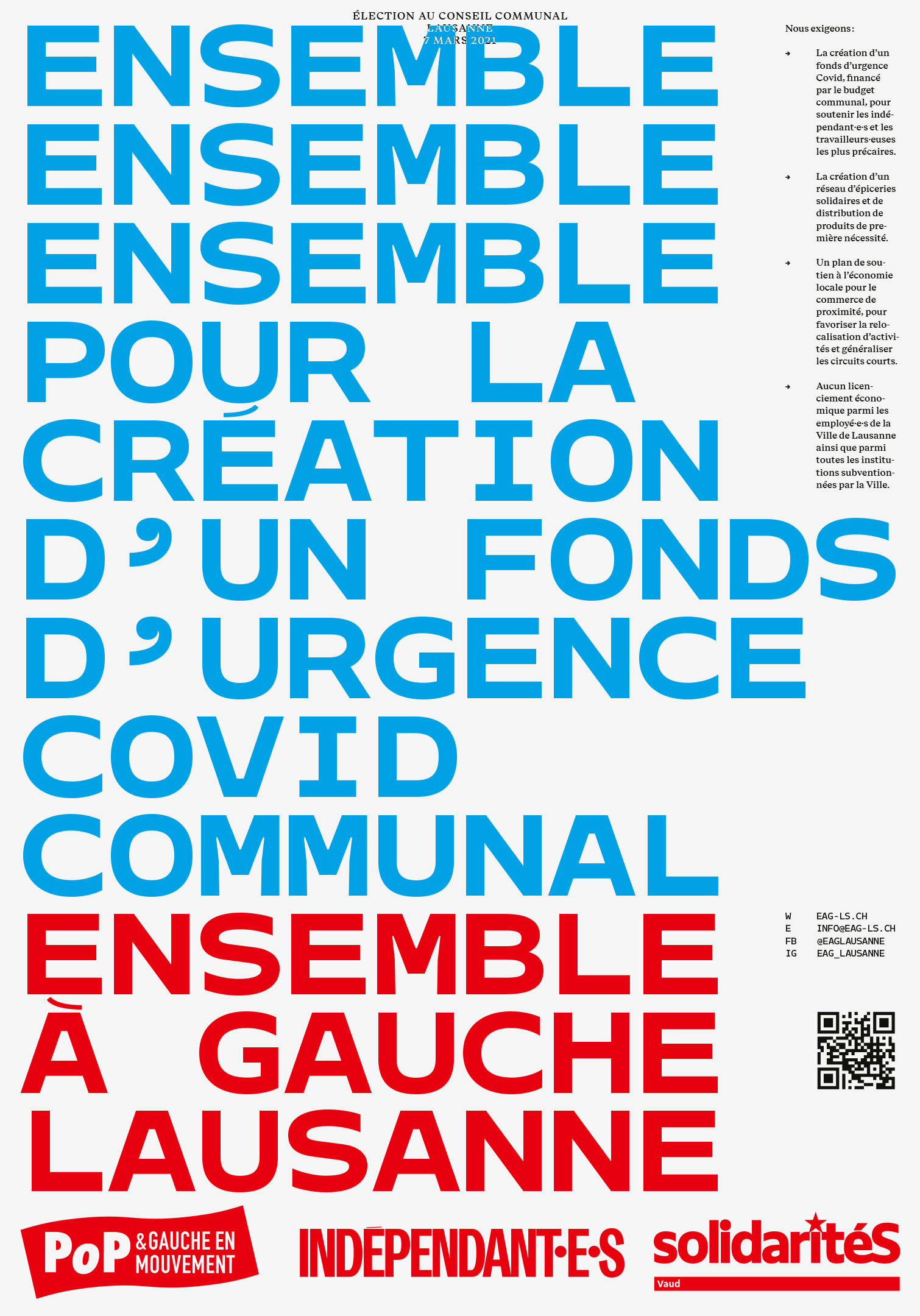 Affiche pour les élections communales 2021 à Lausanne