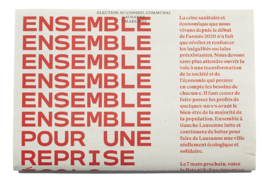Pamphlet for the 2021 communal elections in Lausanne